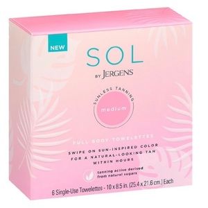 New Sol Jergens Sunless Tanning Towelettes Medium